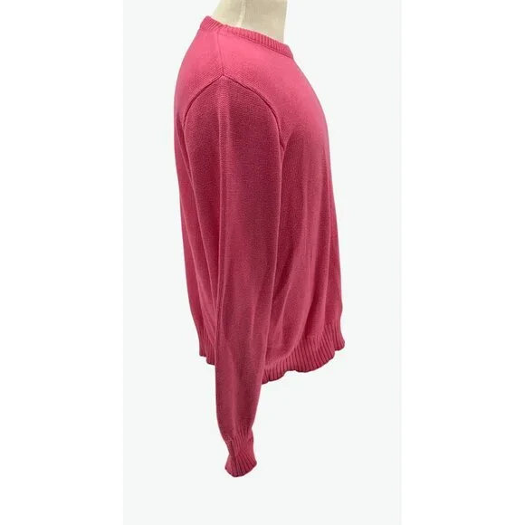 Lands End Mens Pink 90s 100% Cotton Crewneck Sweater Size L Made In USA - Picture 2 of 7